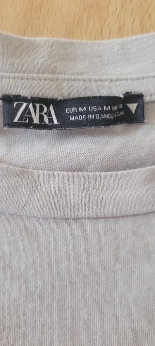 Zara Top Gris Volantes Manga Talla M