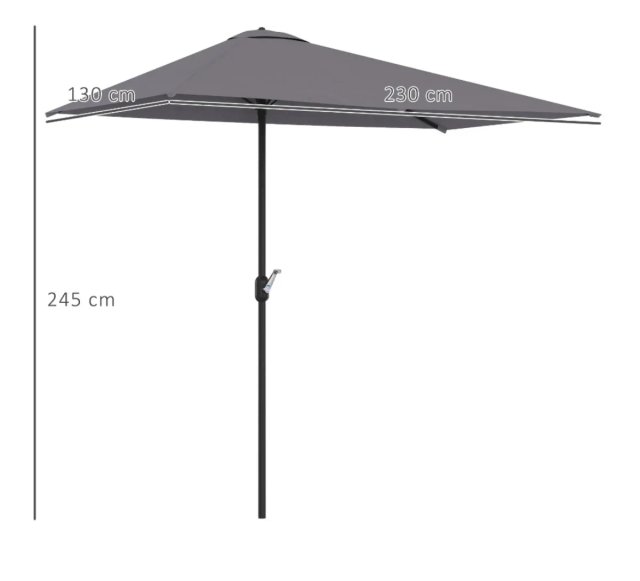 Sombrilla Rectangular Gris 230x130cm