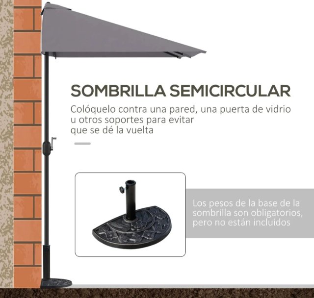 Sombrilla Rectangular Gris 230x130cm