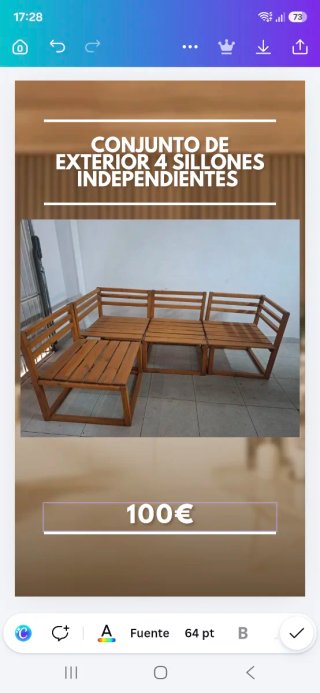 Conjunto 4 sillones exterior madera