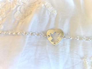 Pulsera Ángel Corazón Plata Primera Ley Rolo