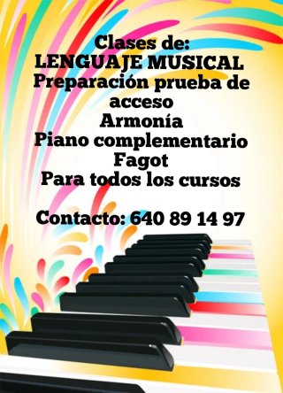 Clases de lenguaje musical, fagot y piano