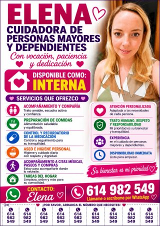 Cuidadora de personas mayores y dependiente Cuenca
