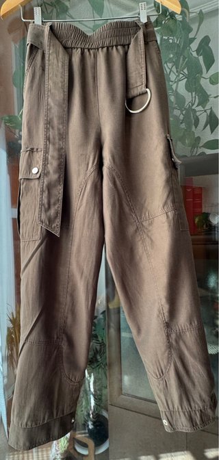 Pantalón Zara caqui talle alto mujer XS