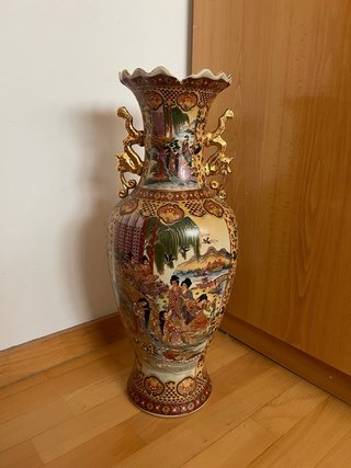 Jarrón Chino Porcelana Dorado