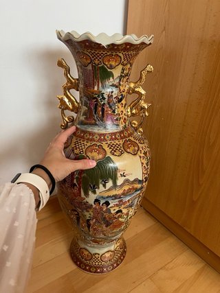 Jarrón Chino Porcelana Dorado