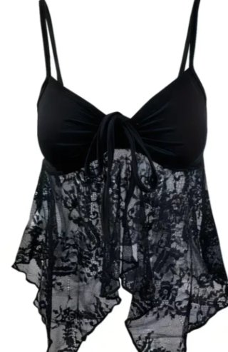 Crop top de encaje negro