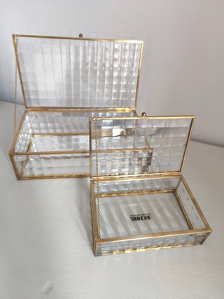 Zara Home cajas joyero vidrio dorado nuevas