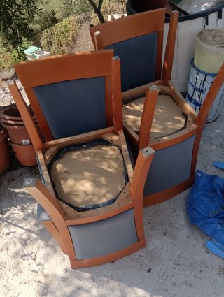 Mesa de madera y cristal y 6 Sillas Madera