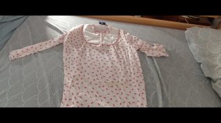 Camisón TELVA blanco con lazos rosas