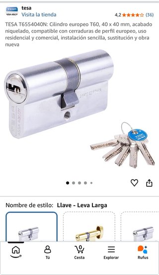 Bombillo seguridad TESA ASSA ABLOY 40x40