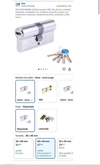 Bombillo seguridad TESA ASSA ABLOY 40x40