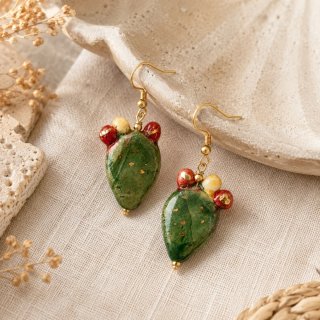 Orecchini pendenti artigianali fico d’India verde