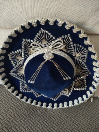 Sombrero Mexicano Auténtico Azul y Plata