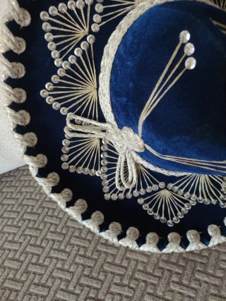Sombrero Mexicano Auténtico Azul y Plata
