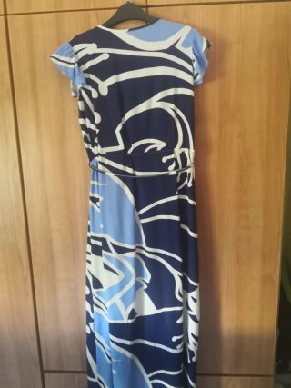 Vestido largo estampado azul y blanco