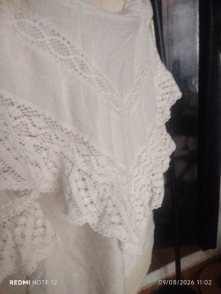 Camisola huertana encaje blanco talla única