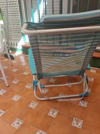 Silla de Playa Plegable Azul y Blanca