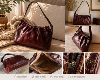 Bolso Piel Vintage Burdeos