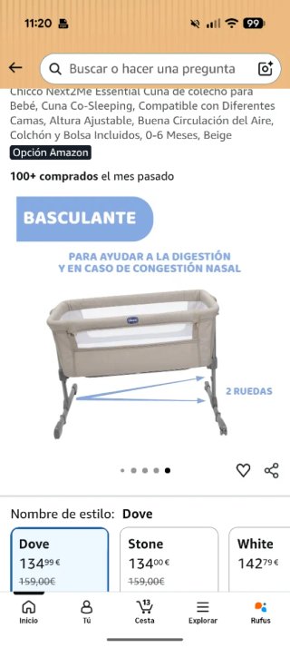 Minicuna colecho Chicco gris