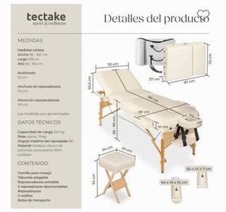 Camilla de Massage de 3 zonas - TecTake