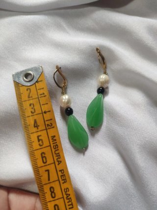 Orecchini vintage perla fiume verdi