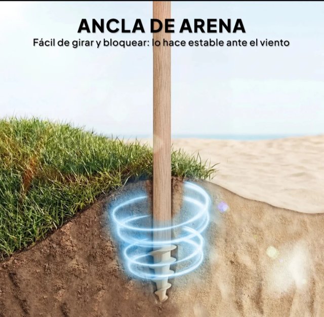 Sombrilla Playa Flecos Ø175 cm Beige/Blanco