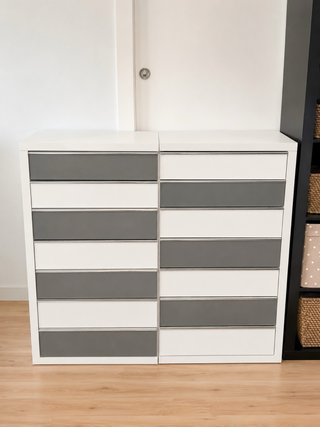 2 Cómodas MacMobles 7 Cajones Blanco/Gris