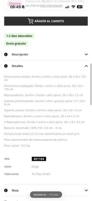 Silla de Massage - TecTake