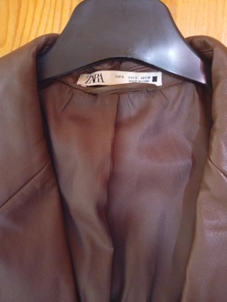 Chaqueta Polipiel Zara Hombre Talla S Marrón