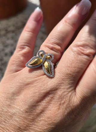Anillo Guess Mariposa Dorado y Plateado 925