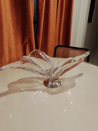 Centro de mesa cristal Murano base plata