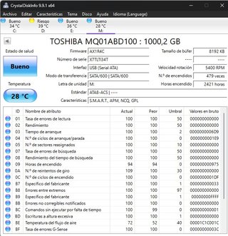Disco Duro Toshiba 1TB 2.5 MQ01ABD100