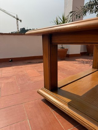 Mesa centro vintage madera y cristal (mid-century)