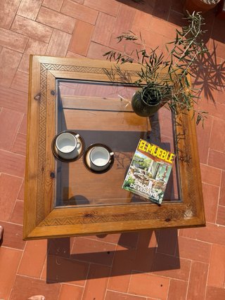 Mesa centro vintage madera y cristal (mid-century)
