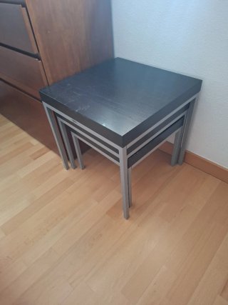 Conjunto 3 Mesitas Auxiliares Madera y Metal