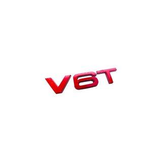EMBLEMA LOGO LATERAL AUDI V6T PLATA NEGRO ROJO