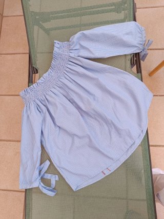 Blusa Only Talla Única Rayas Flores Pájaro