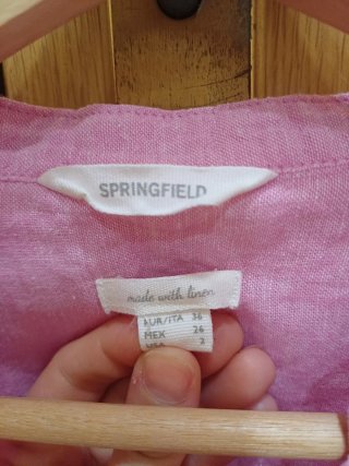 Camisa lino Springfield rosa Talla XS-S