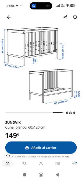 Cuna Ikea Sundvik