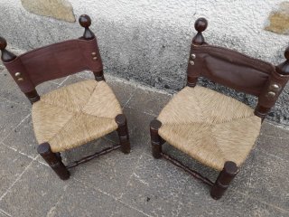 Sillas de madera con asiento de enea