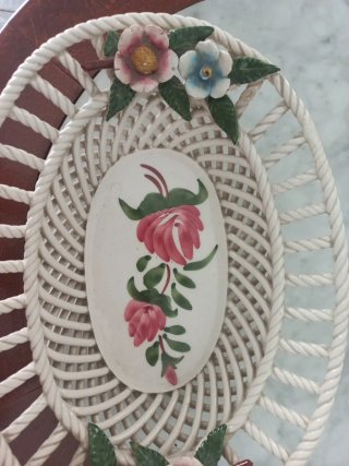 Centro de mesa vintage flores cerámica