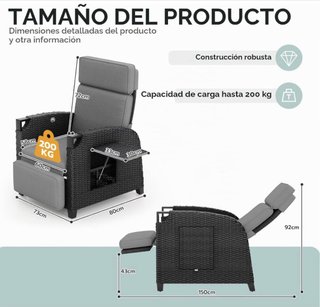 Sillón reclinable de ratán para exterior