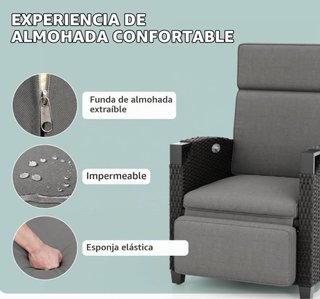 Sillón reclinable de ratán para exterior