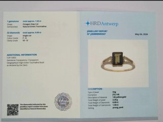 Anillo Oro 14k Turmalina Natural Brasil