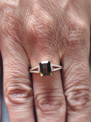 Anillo Oro 14k Turmalina Natural Brasil