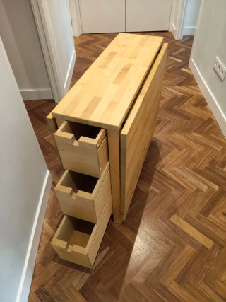 Mesa plegable abedul con cajones