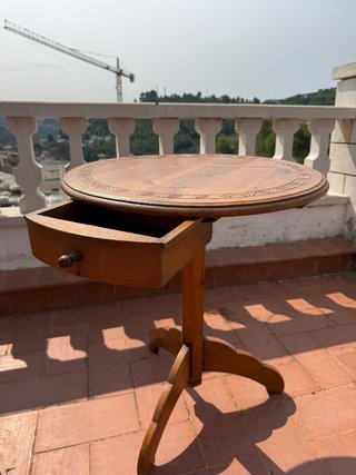 Mesita auxiliar vintage madera maciza cajón