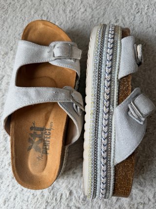 Sandalias plataforma plateadas talla 38
