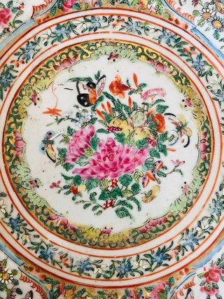 Pareja Platos Porcelana China Cantón